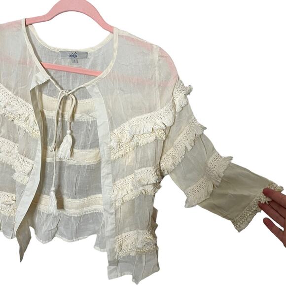 Adrift Fifi Jacket Soloni Palace white fringe tie front tassels small NWT - Picture 3 of 5